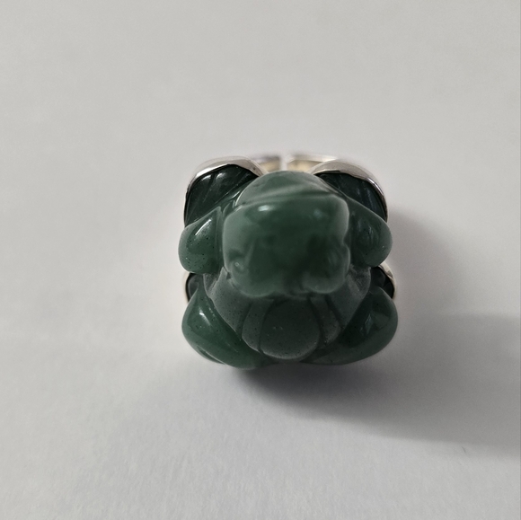 Rare Sajen Sterling Silver 925 Jade Frog Ring - Picture 6 of 12